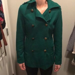 Green Peacoat Double Breasted